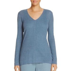 Eileen Fisher |‎ Organic Linen Blend Blue V-Neck Sweater Size S